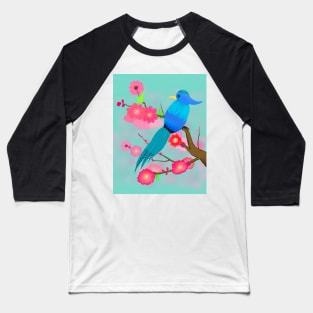 Peach Blossoms Paradise in Blue Background Baseball T-Shirt